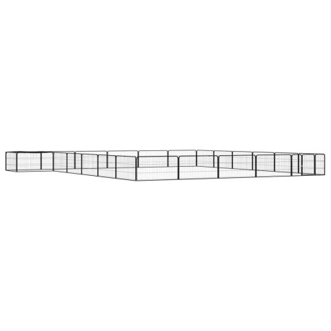  Kojec dla psa, 24 panele, czarny, 100x50 cm, stal