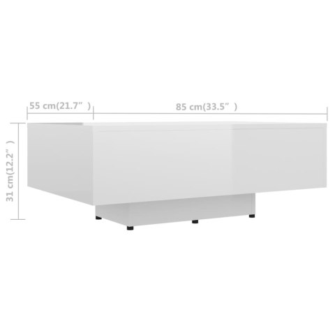 Stolik kawowy, wysoki połysk, biały, 85x55x31, płyta wiórowa Stolik kawowy, wysoki połysk, biały, 85x55x31, płyta wiórowa