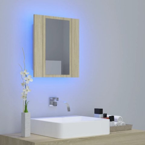 Szafka łazienkowa z lustrem i LED, dąb sonoma, 40x12x45, akryl Szafka łazienkowa z lustrem i LED, dąb sonoma, 40x12x45, akryl