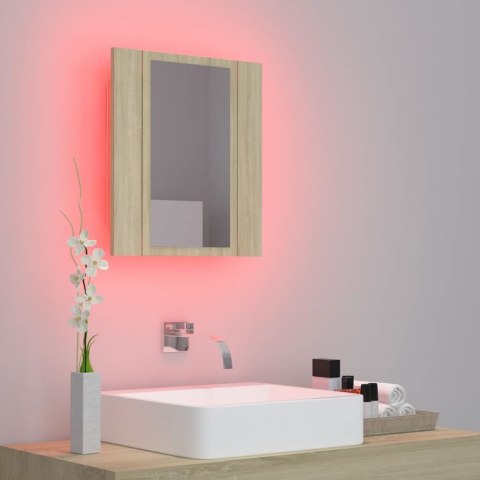 Szafka łazienkowa z lustrem i LED, dąb sonoma, 40x12x45, akryl Szafka łazienkowa z lustrem i LED, dąb sonoma, 40x12x45, akryl