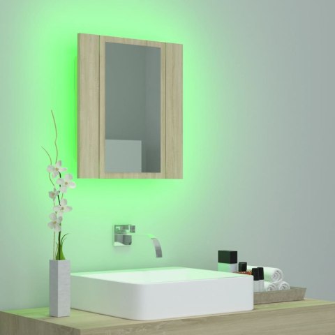 Szafka łazienkowa z lustrem i LED, dąb sonoma, 40x12x45, akryl Szafka łazienkowa z lustrem i LED, dąb sonoma, 40x12x45, akryl