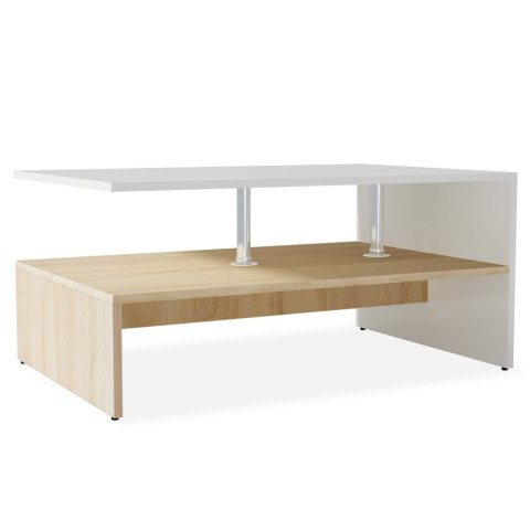 Stolik kawowy, 90x59x42 cm, płyta wiórowa, kolor dębowy i biały Stolik kawowy, 90x59x42 cm, płyta wiórowa, kolor dębowy i biały