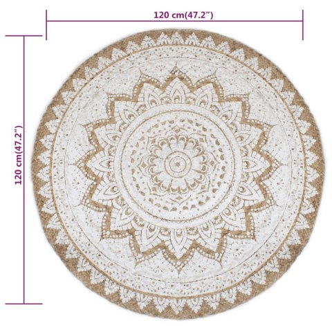 Dywan pleciony z juty z nadrukiem, 120 cm, okrągły Dywan pleciony z juty z nadrukiem, 120 cm, okrągły