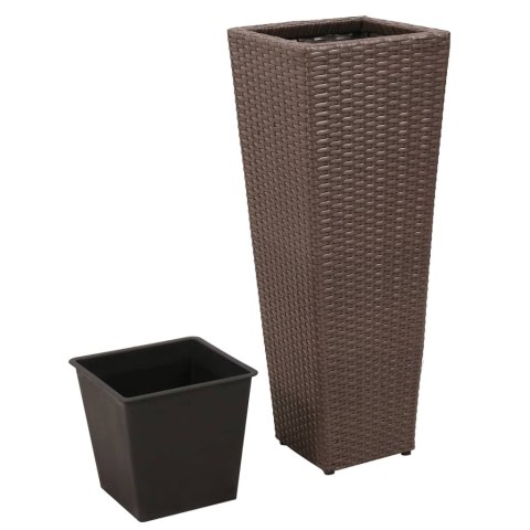 Zestaw podwyższonych donic, 3 szt., polirattan, czarny Zestaw podwyższonych donic, 3 szt., polirattan, czarny