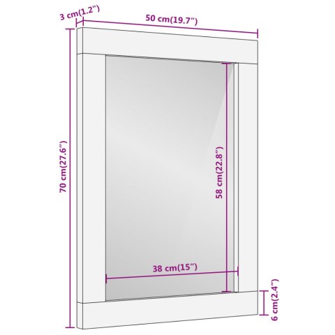 Lustro łazienkowe, 50x70x3 cm, lite drewno mango i szkło Lustro łazienkowe, 50x70x3 cm, lite drewno mango i szkło