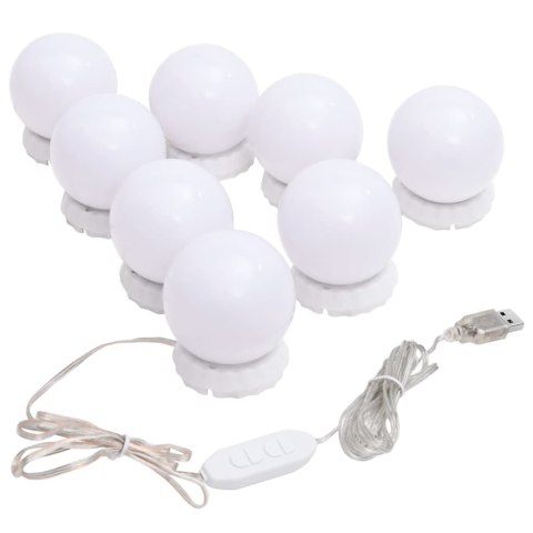 Lustro ścienne z lampkami LED, bez ramy, okrągłe, szklane Lustro ścienne z lampkami LED, bez ramy, okrągłe, szklane