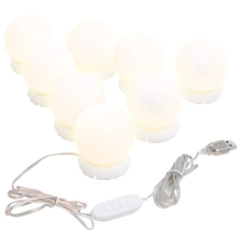 Lustro ścienne z lampkami LED, bez ramy, okrągłe, szklane Lustro ścienne z lampkami LED, bez ramy, okrągłe, szklane