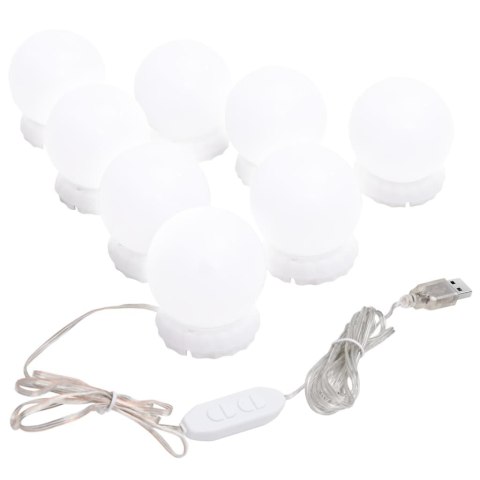 Lustro ścienne z lampkami LED, bez ramy, okrągłe, szklane Lustro ścienne z lampkami LED, bez ramy, okrągłe, szklane