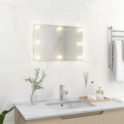 Lustro ścienne z lampkami LED, prostokątne, szklane Lustro ścienne z lampkami LED, prostokątne, szklane