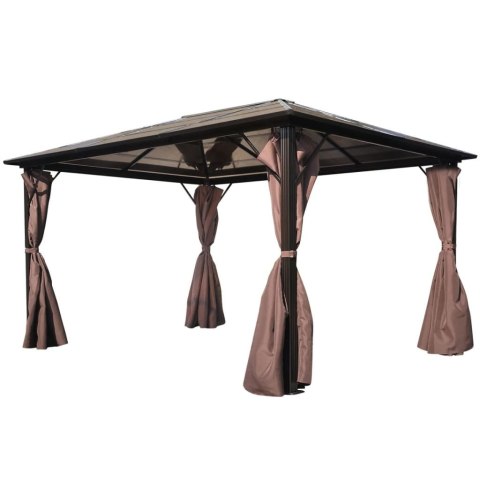 Altana ogrodowa z zasłonami, brązowa, aluminiowa, 400 x 300 cm Altana ogrodowa z zasłonami, brązowa, aluminiowa, 400 x 300 cm