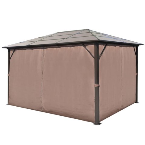 Altana ogrodowa z zasłonami, brązowa, aluminiowa, 400 x 300 cm Altana ogrodowa z zasłonami, brązowa, aluminiowa, 400 x 300 cm