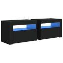  Szafki nocne z LED, 2 szt., czarne, 60x35x40 cm