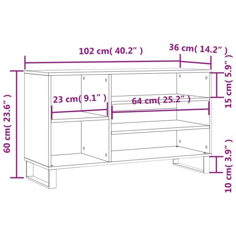 Szafka na buty, czarna, 102x36x60 cm, materiał drewnopochodny Szafka na buty, czarna, 102x36x60 cm, materiał drewnopochodny