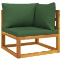  5-cz. zestaw wypoczynkowy do ogrodu, zielone poduszki, drewno