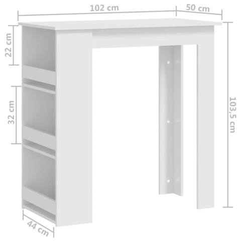 Stolik barowy z półkami, biały, 102x50x103,5 cm, płyta wiórowa Stolik barowy z półkami, biały, 102x50x103,5 cm, płyta wiórowa