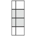 VidaXL Drzwi przesuwne, czarne, 76x205 cm, szkło hartowane, aluminium