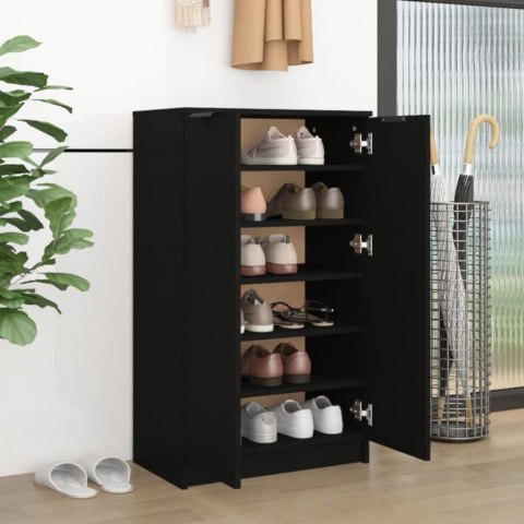 Szafka na buty, czarna, 59x35x100 cm, materiał drewnopochodny Szafka na buty, czarna, 59x35x100 cm, materiał drewnopochodny