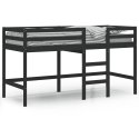 VidaXL Rama łóżka dla dzieci z drabinką, czarna, 90x200 cm, lita sosna