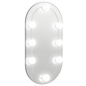  Lustro z lampami LED, 40x20 cm, szklane, owalne