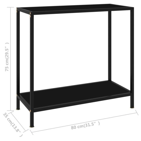 Stolik konsolowy, czarny, 80x35x75 cm, szkło hartowane Stolik konsolowy, czarny, 80x35x75 cm, szkło hartowane