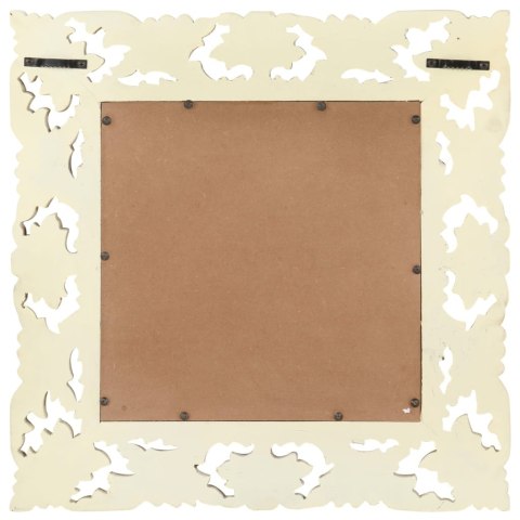 Lustro w ręcznie rzeźbionej, białej ramie, 50x50 cm, mango Lustro w ręcznie rzeźbionej, białej ramie, 50x50 cm, mango