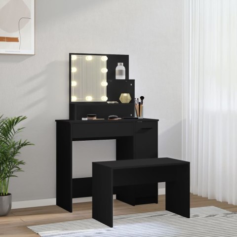 Toaletka z LED, czarna, materiał drewnopochodny Toaletka z LED, czarna, materiał drewnopochodny
