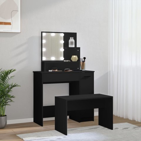 Toaletka z LED, czarna, materiał drewnopochodny Toaletka z LED, czarna, materiał drewnopochodny