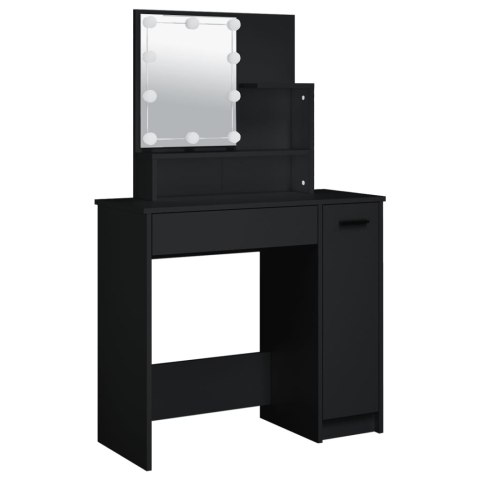 Toaletka z LED, czarna, materiał drewnopochodny Toaletka z LED, czarna, materiał drewnopochodny