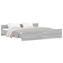 VidaXL Rama łóżka z wezgłowiem i zanóżkiem, szary dąb, 180x200 cm