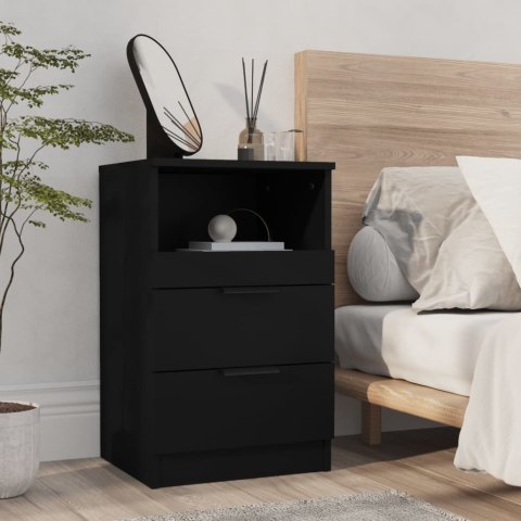Szafki nocne, 2 szt., czarne, materiał drewnopochodny Szafki nocne, 2 szt., czarne, materiał drewnopochodny