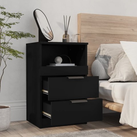 Szafki nocne, 2 szt., czarne, materiał drewnopochodny Szafki nocne, 2 szt., czarne, materiał drewnopochodny