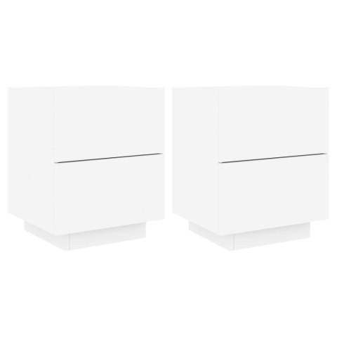 Szafki nocne z LED, 2 szt., białe, materiał drewnopochodny Szafki nocne z LED, 2 szt., białe, materiał drewnopochodny