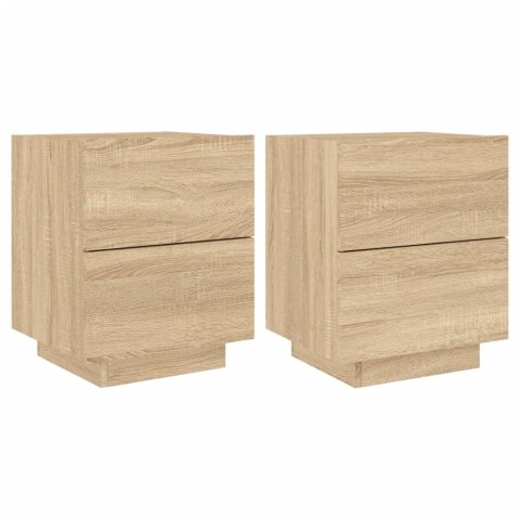 Szafki nocne z LED, 2 szt., dąb sonoma, materiał drewnopochodny Szafki nocne z LED, 2 szt., dąb sonoma, materiał drewnopochodny