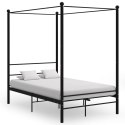  Rama łóżka z baldachimem, czarna, metalowa, 140 x 200 cm