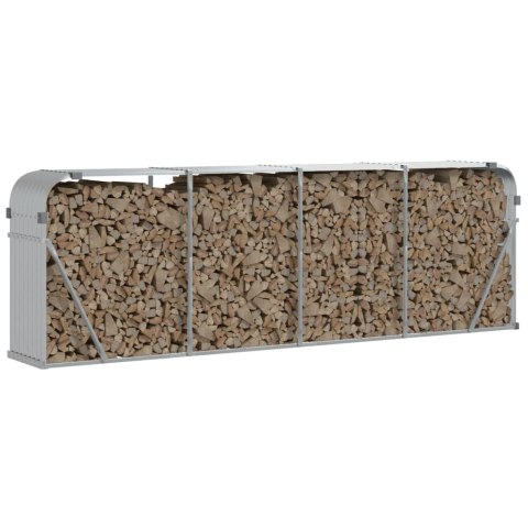 Stojak na drewno, srebrny, 300x45x100 cm, stal galwanizowana Stojak na drewno, srebrny, 300x45x100 cm, stal galwanizowana