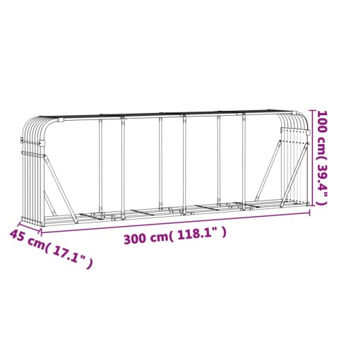 Stojak na drewno, srebrny, 300x45x100 cm, stal galwanizowana Stojak na drewno, srebrny, 300x45x100 cm, stal galwanizowana