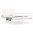  Rama łóżka z wezgłowiem, biała, 140x190 cm, lite drewno