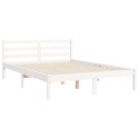  Rama łóżka z wezgłowiem, biała, 140x190 cm, lite drewno