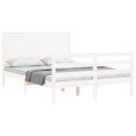 VidaXL Rama łóżka z wezgłowiem, biała, 120x200 cm, lite drewno