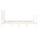 VidaXL Rama łóżka z wezgłowiem, biała, 120x200 cm, lite drewno