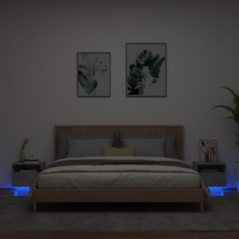 VidaXL Szafki nocne z LED, 2 szt., szarość betonu, 40x39x37 cm