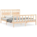 VidaXL Rama łóżka z wezgłowiem, 160x200 cm, lite drewno