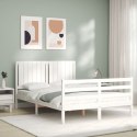 VidaXL Rama łóżka z wezgłowiem, biała, 140x190 cm, lite drewno