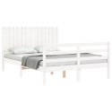 VidaXL Rama łóżka z wezgłowiem, biała, 140x190 cm, lite drewno