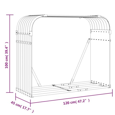 Stojak na drewno, brązowy, 120x45x100 cm, stal galwanizowana Stojak na drewno, brązowy, 120x45x100 cm, stal galwanizowana