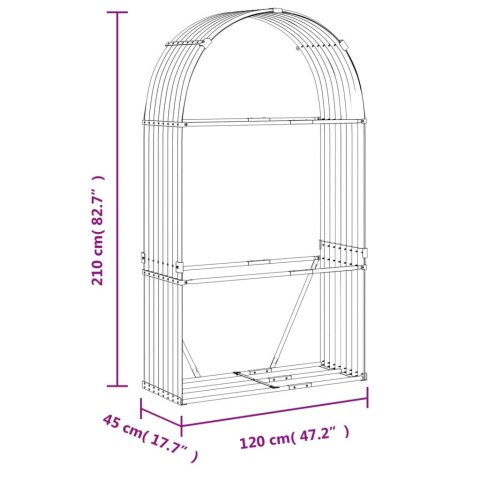Stojak na drewno, srebrny, 120x45x210 cm, stal galwanizowana Stojak na drewno, srebrny, 120x45x210 cm, stal galwanizowana