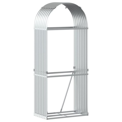 Stojak na drewno, srebrny, 80x45x190 cm, stal galwanizowana Stojak na drewno, srebrny, 80x45x190 cm, stal galwanizowana