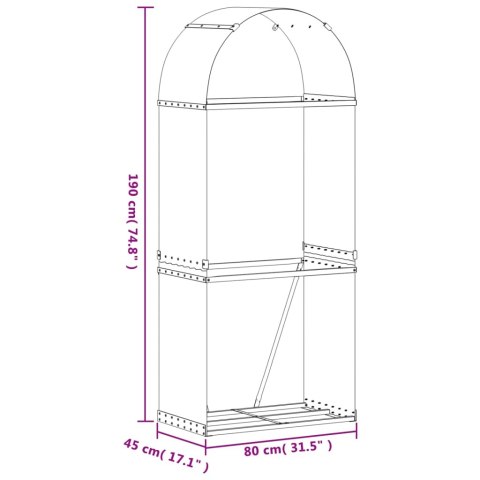 Stojak na drewno, srebrny, 80x45x190 cm, stal galwanizowana Stojak na drewno, srebrny, 80x45x190 cm, stal galwanizowana