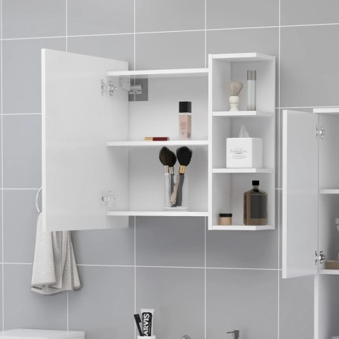 Szafka z lustrem, biała 62,5x20,5x64 cm materiał drewnopochodny Szafka z lustrem, biała 62,5x20,5x64 cm materiał drewnopochodny
