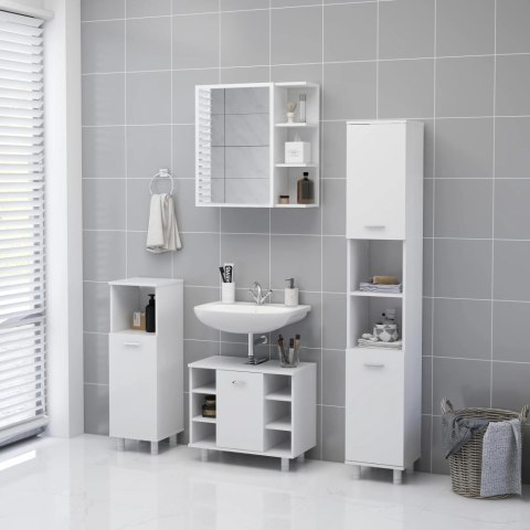 Szafka z lustrem, biała 62,5x20,5x64 cm materiał drewnopochodny Szafka z lustrem, biała 62,5x20,5x64 cm materiał drewnopochodny